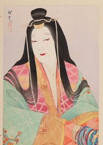 A Portrait of Onoe Baiko VIII as Fujitsubo in the Genji Monogatari, from the series Shin Hanga: Modern Actors of the Stage (Gendai butai geika VIII) by Ota Masamitsu