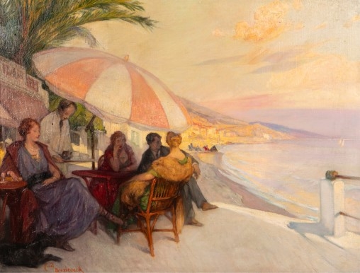 Artwork by Jules-Pierre van Biesbroeck, La plage, Made of Oil on canvas