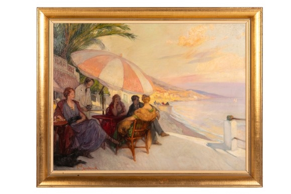Artwork by Jules-Pierre van Biesbroeck, La plage, Made of Oil on canvas