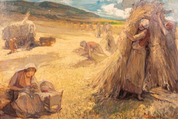 Artwork by Jules-Pierre van Biesbroeck, La moisson, Made of Oil on board