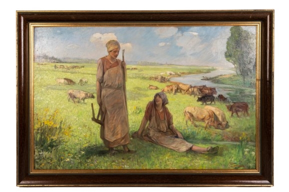 Artwork by Jules-Pierre van Biesbroeck, La sieste, Made of Oil on board