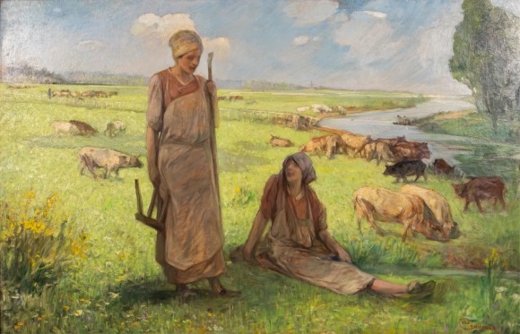 Artwork by Jules-Pierre van Biesbroeck, La sieste, Made of Oil on board