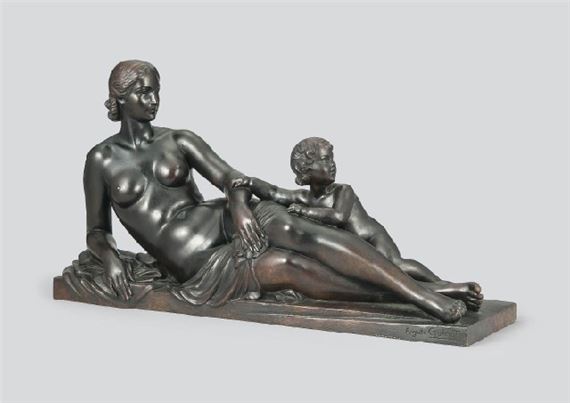 Woman and Child bathing by Auguste Guenot