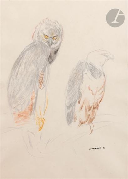 アンドレ・マルガ　アールデコ　油彩『ふくろう』André Margat André Margat - 295 Artworks for Sale & Sold