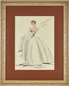princess polly baby blue dress Edith Head | A sketch of Audrey Hepburn in Roman Holiday (1953)