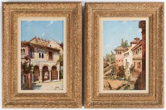 Rafael Blanco Merino (Spanish, 19th century) Street Scenes - Rafael Blanco Merino
