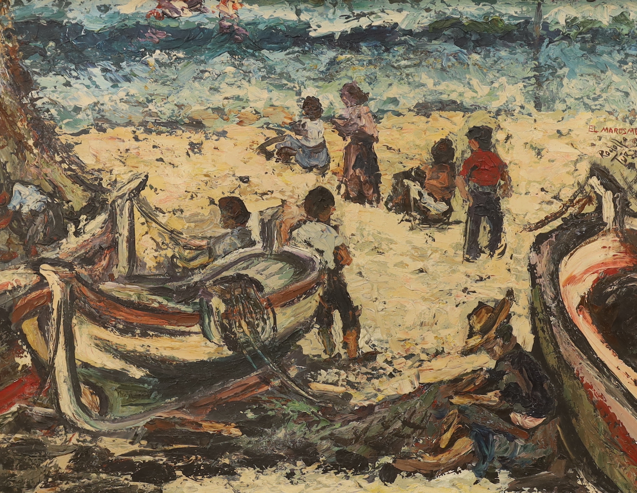 Rudolfo Tur | Beached fishing boats and figures | MutualArt
