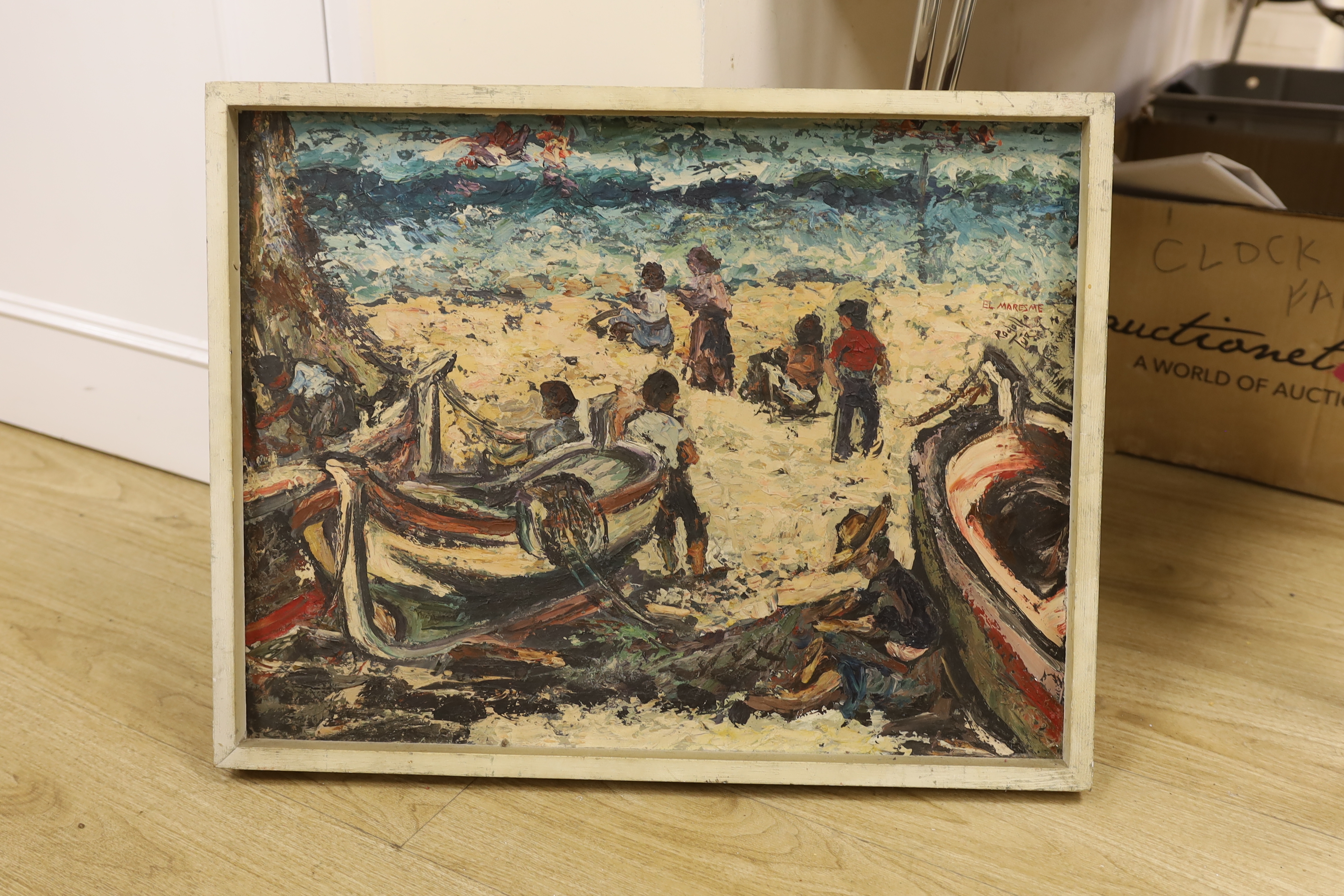 Rudolfo Tur | Beached fishing boats and figures | MutualArt