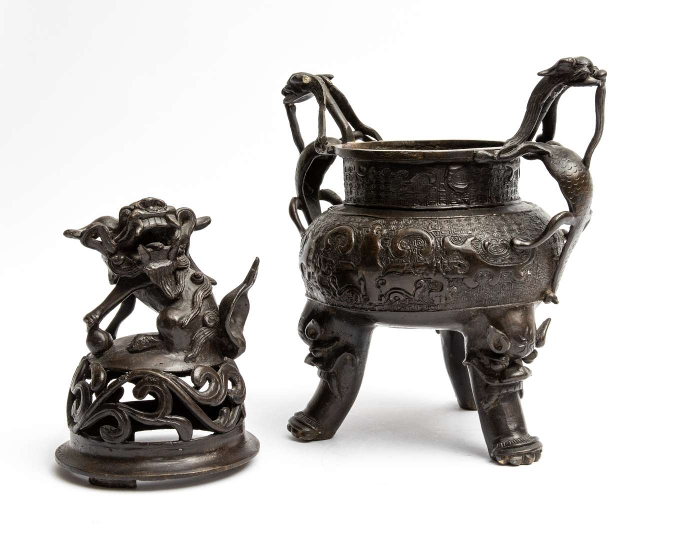 Artwork by Chinese School, 19th Century, A Chinese bronze censer with cover, Made of bronze