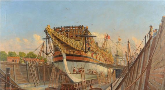 The construction of H.M.S. Sovereign of the Seas by Harold Wyllie, 1635