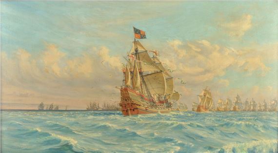 H.M.S. ArkRoyal 1587 by Harold Wyllie, 1587