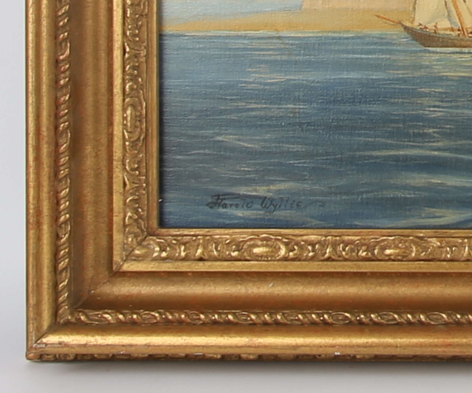 Artwork by Harold Wyllie, A fleet in harbour, Made of oil on canvas