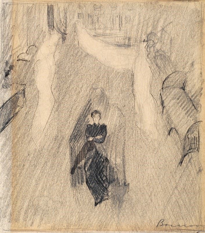 Artwork by Umberto Boccioni, Study for mourning, Made of Pencil on paper