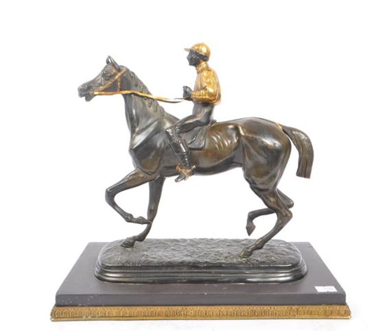 figure of horse and ride / jockey - Etienne-desire Loiseau
