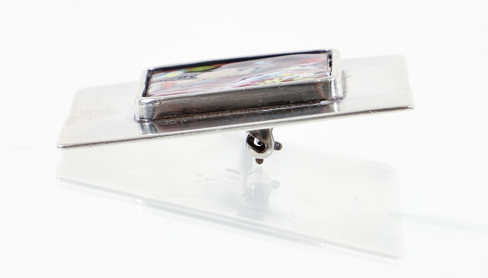 Artwork by Doris Hall, Doris Hall Silver Enamel Portrait Pin, Made of Silver Enamel