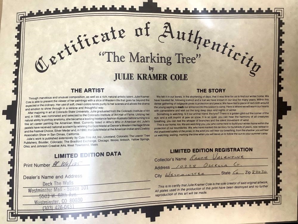 Artwork by Julie Kramer, Julie Kramer Cole Signed & Numbered Print On Paper, Made of Print On Paper