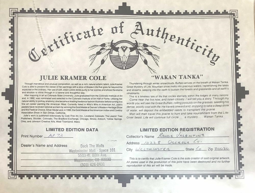 Artwork by Julie Kramer, Julie Kramer Cole Signed & Numbered Print, Made of Print