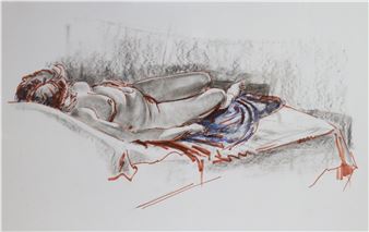 MAC WILES (Cornish, contemporary). Two female nude studies, watercolour & pastels, each in glazed - Mac Wiles