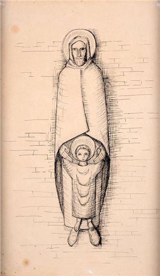 SKETCH FOR STATUE - ST. JOSEPH AND CHILD, 1964 - Ian Stuart