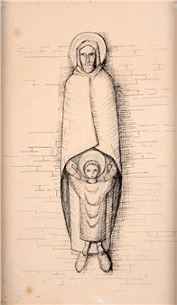 SKETCH FOR STATUE - ST. JOSEPH AND CHILD, 1964 - Ian Stuart