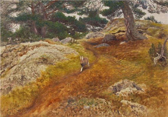 Hare i skogslandskap by Bruno Liljefors, 1907