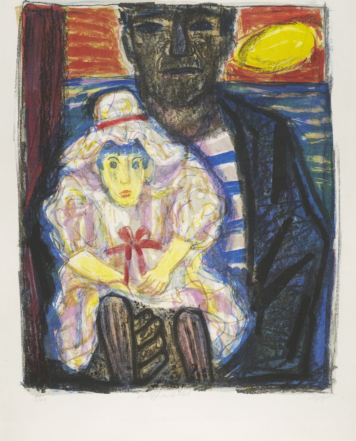 Artwork by Otto Dix, Der Fischer und das Kind, Made of color lithograph