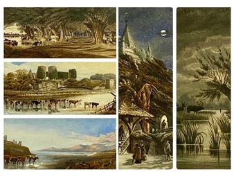 "Rhuddlan Castle", "Autumn Sunset in Kent" & "Harlech Castle, Snowdonia" - Joseph Josiah Dodd