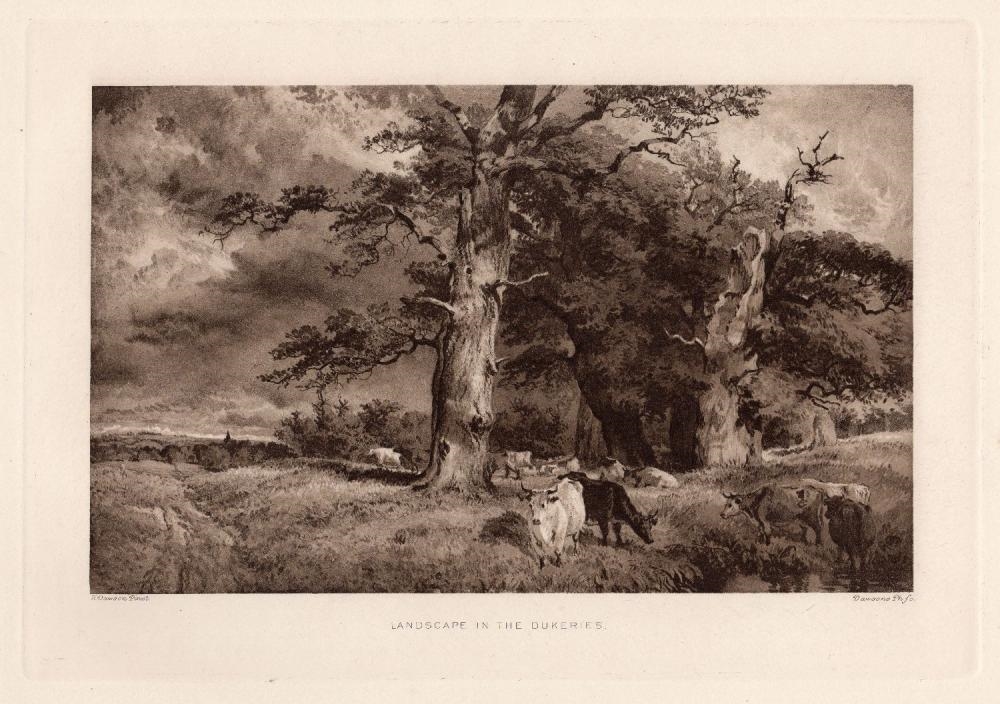 Henry Dawson 1890 print Landscape in the Dukeries signed - Alfred Dawson