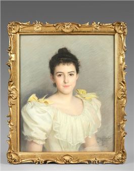 Jules GIRARDOT, 19th century Portrait of a young girl Pastel, signed. 60 x 51 cm - Jules Girardot