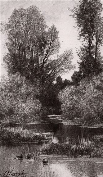 Auguste Allonge | Auguste Allonge 1883 Lowland Brook signed (1833 ...