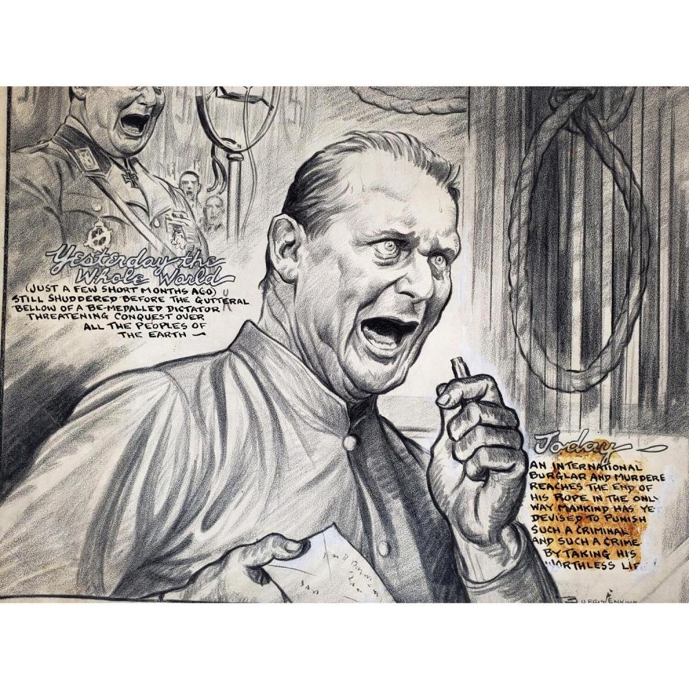 Artwork by Burris Jenkins Jr., Rare Ink Drawing of Herman Goering, Made of Hand Painted Ink, Pencil & Mixed Media on Paper