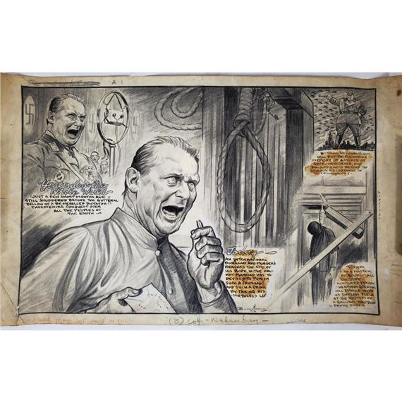Rare Ink Drawing of Herman Goering by Burris Jenkins Jr.