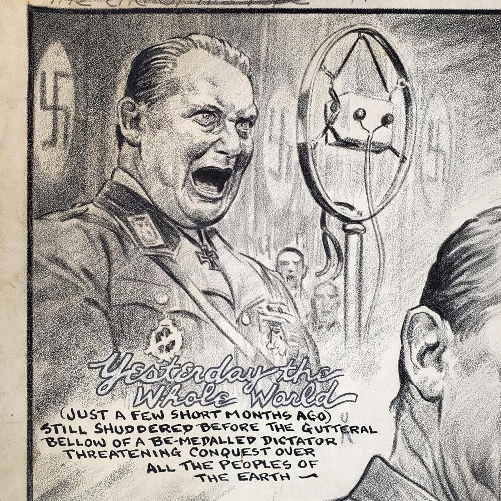 Artwork by Burris Jenkins Jr., Rare Ink Drawing of Herman Goering, Made of Hand Painted Ink, Pencil & Mixed Media on Paper