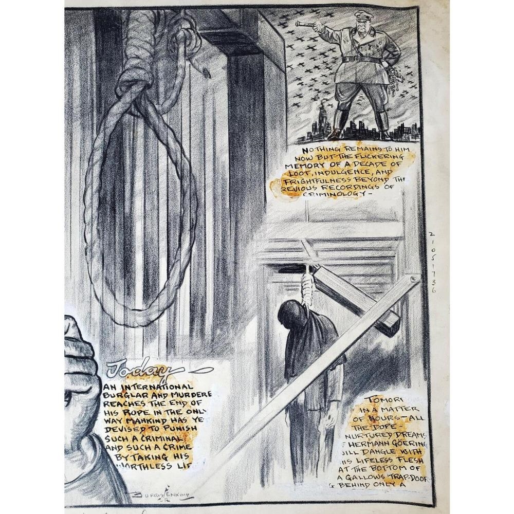 Artwork by Burris Jenkins Jr., Rare Ink Drawing of Herman Goering, Made of Hand Painted Ink, Pencil & Mixed Media on Paper