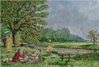 C Stephenson-Mole (20th Century British): Picnic at Denford - C. Stephenson Mole