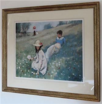 J Durkin - Framed pencil signed limited edition polychrome print depicting a country scene with - J. Durkin