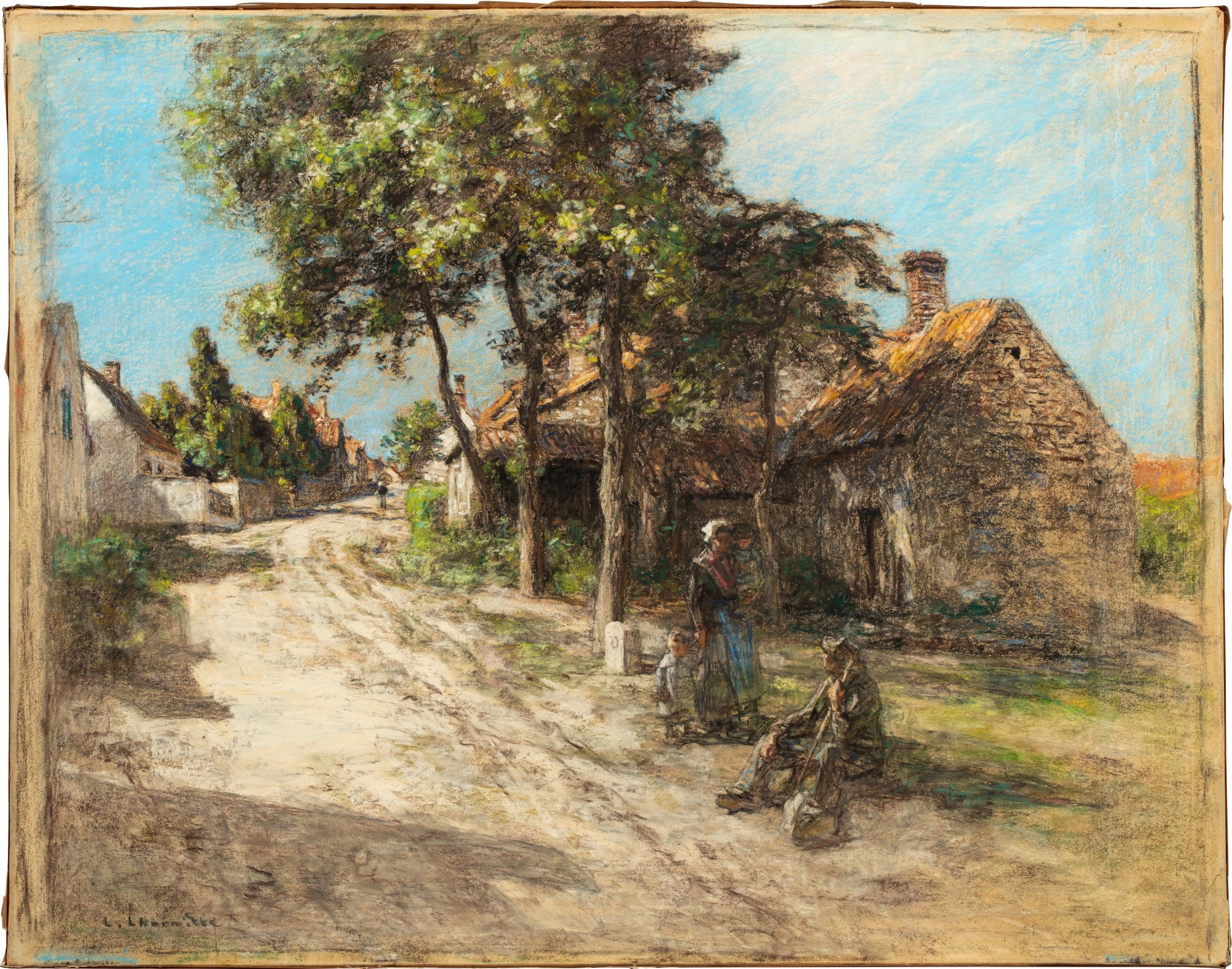 Artwork by Léon-Augustin L'Hermitte,  Une route en Artois, Made of Pastel on paper laid down on canvas
