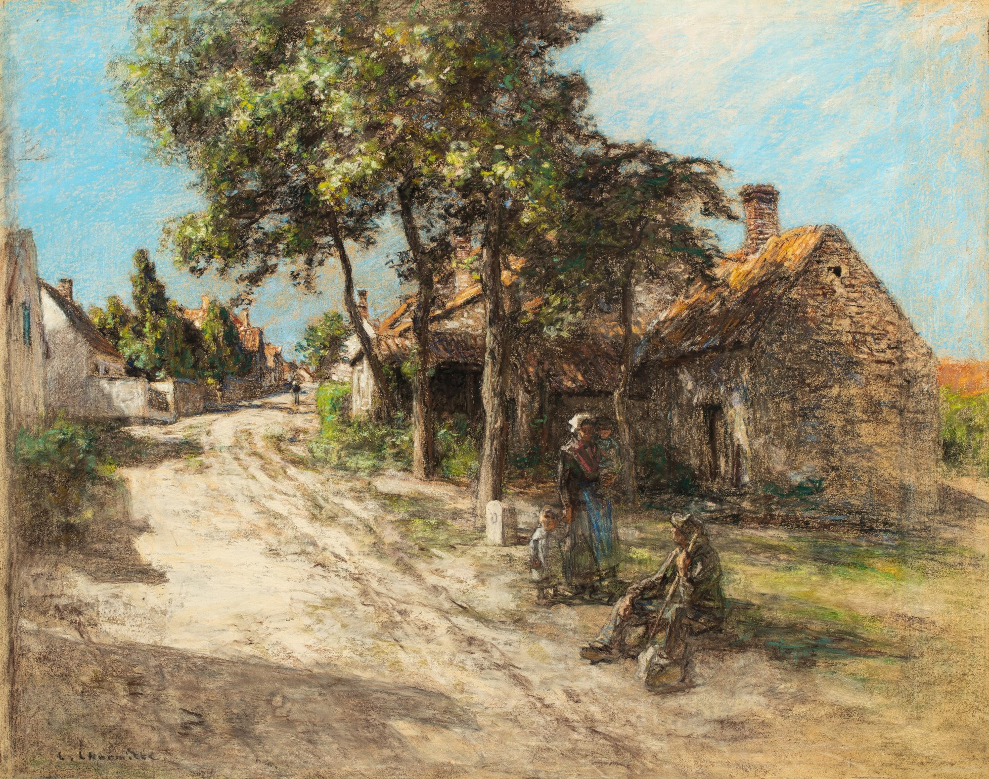 Artwork by Léon-Augustin L'Hermitte,  Une route en Artois, Made of Pastel on paper laid down on canvas