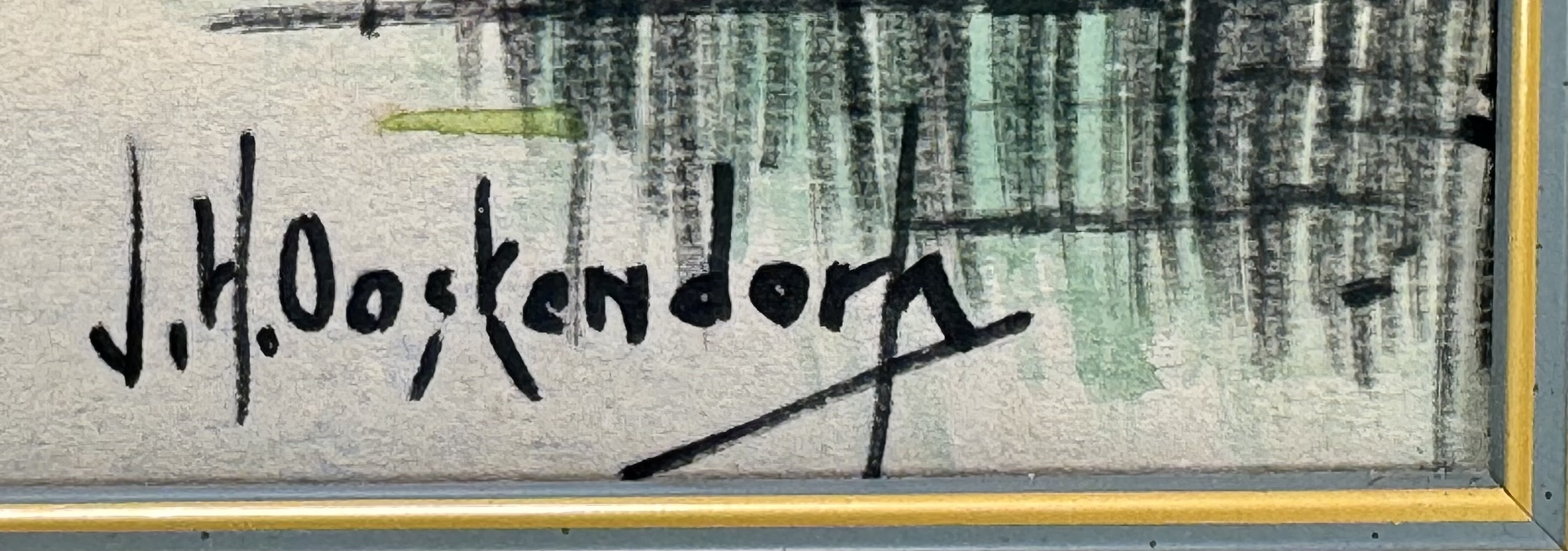 Artwork by Jan Harm Oostendorp, Aquareltekening getiteld “Molenberg visdag” door Jan Harm Oostendorp (1896-1979). Rechtsonder gesigneerd