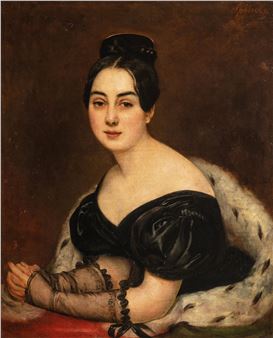 Portrait of Zoë Elmore in ermine coat - Louis Pierre Spindler