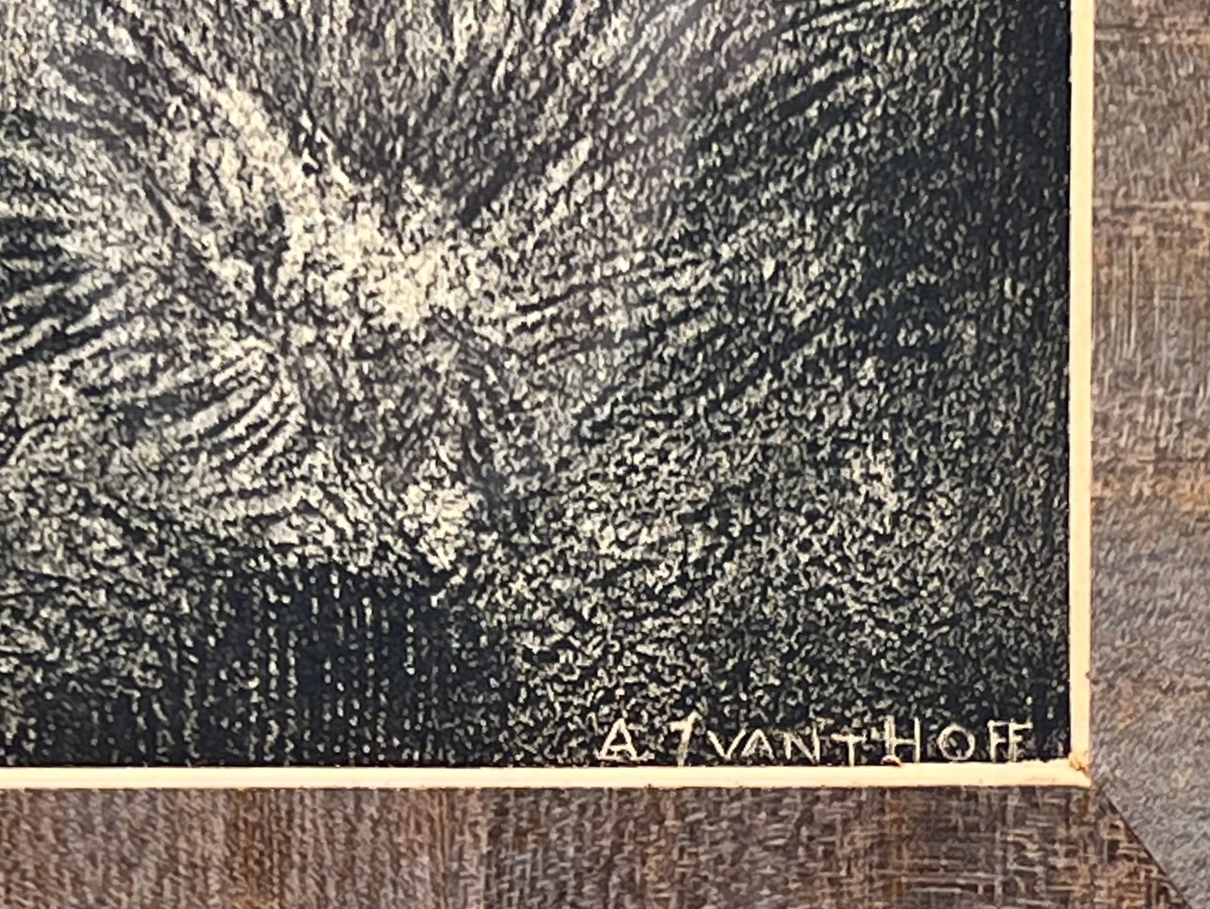 Artwork by Adriaan J. van't Hoff, Lithografie van een witte pauw op stok door Adriaan van ‘t Hoff (1893-1939). Rechtsonder gesigneerd in de druk, Made of lithograph