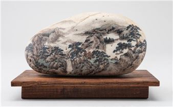 A hand painted stone by Cynthia Wu (Mai), - Cynthia Wu