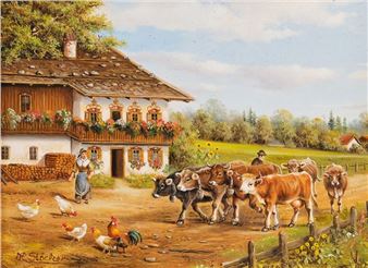 "Kuhherde mit Hirtin" - Helmut Stöcker