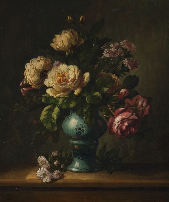 Artwork by Louis Alexandre Bouché, "Blumenstillleben", Made of oil on canvas