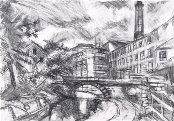 Canal at New Mills by Jackie Wagg, dated 2013
