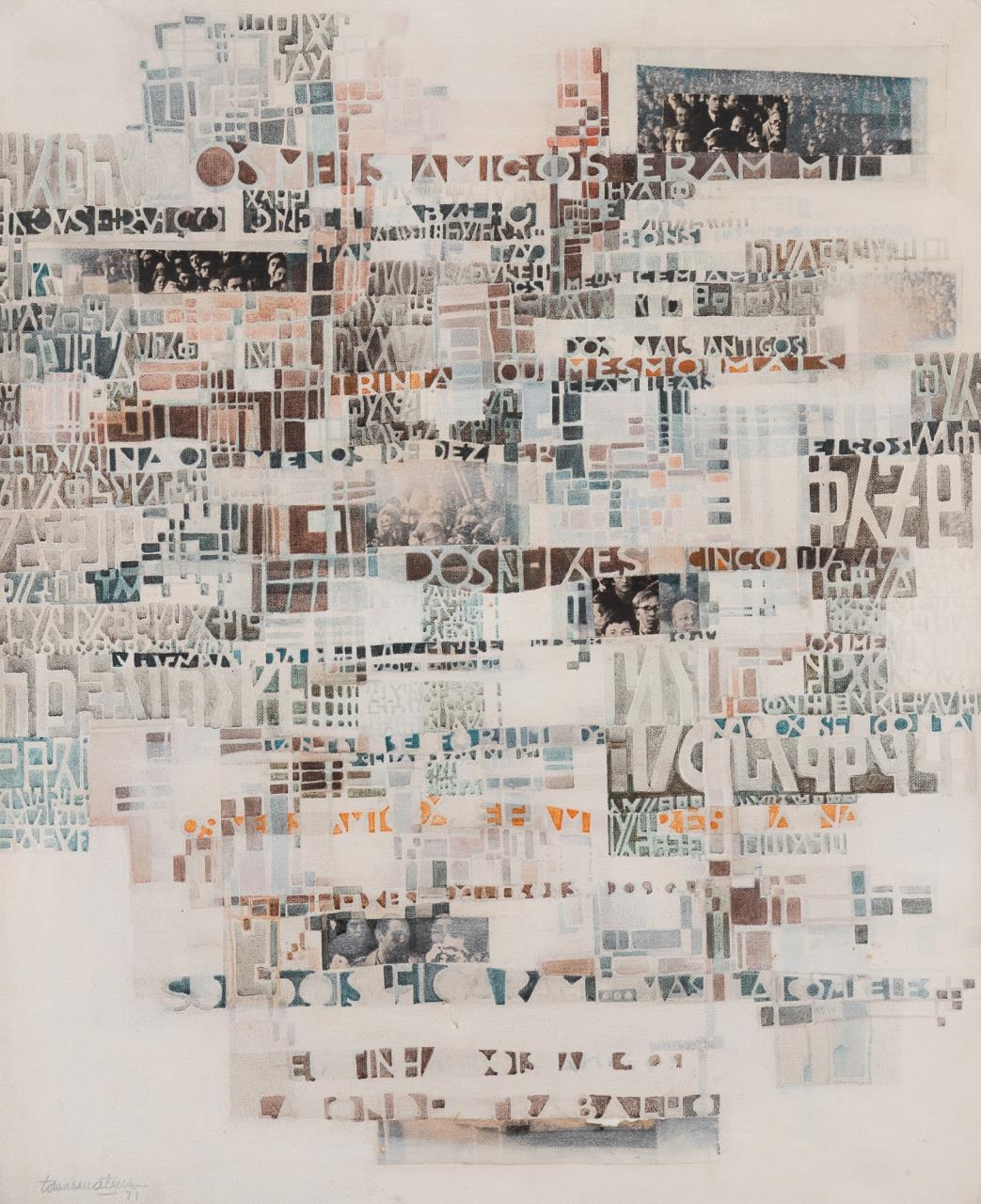 Artwork by Tomas Mateus, . Untitled - Abstract with Words - 1971, Made of oil and mixed media on canvas