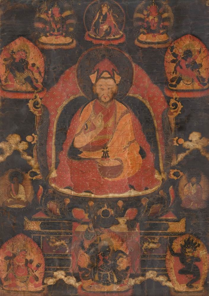 Tibetan School, 18th Century | A THANGKA OF A BEARDED HIGH RANKING MONK ...