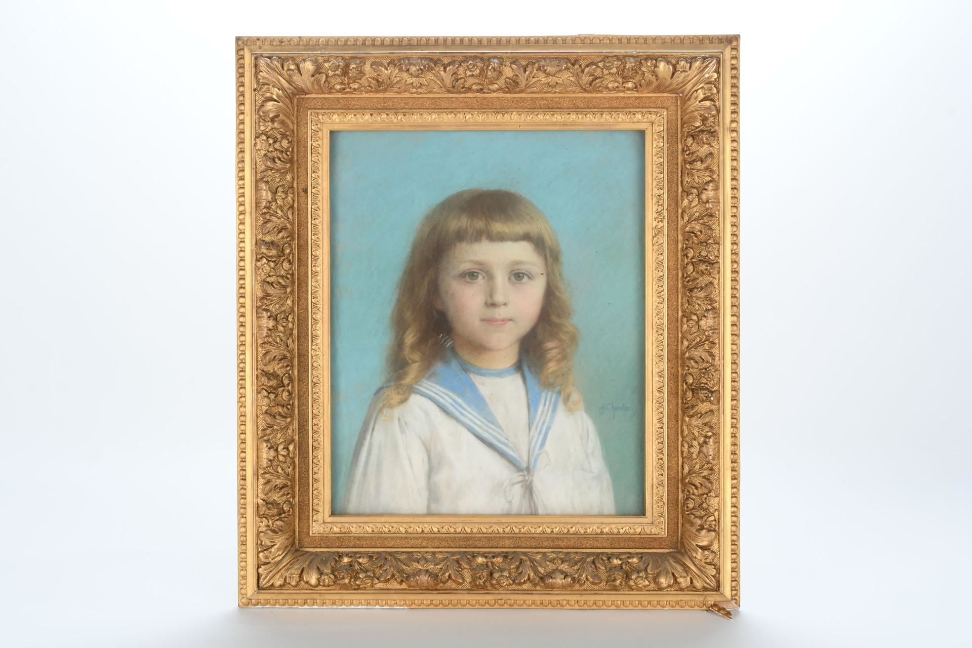 Alexandre Jacques Chantron | Portrait en buste d'un enfant au col marin ...
