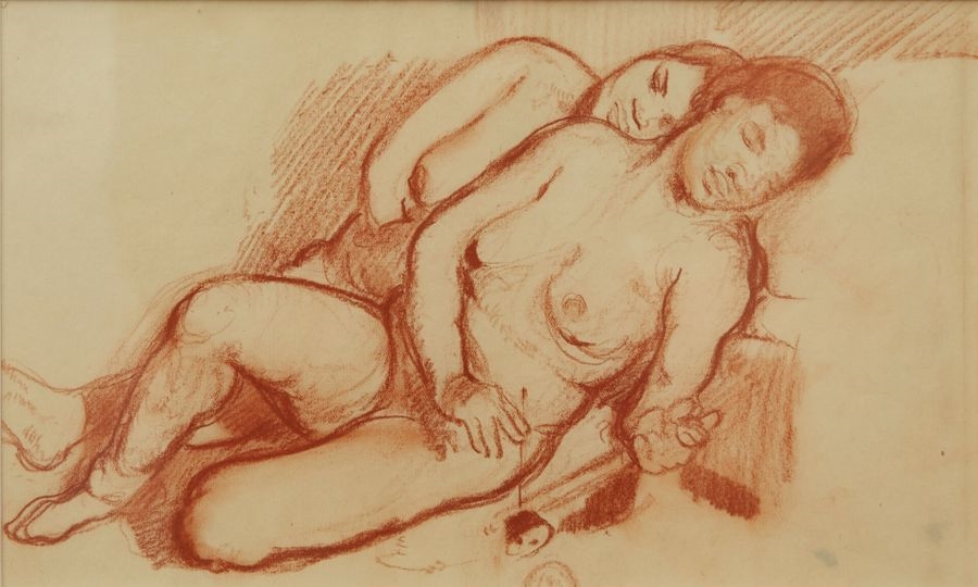 Artwork by Jean Bouchaud, Opium smokers. Sanguine... - Lot, Made of Sanguine on paper