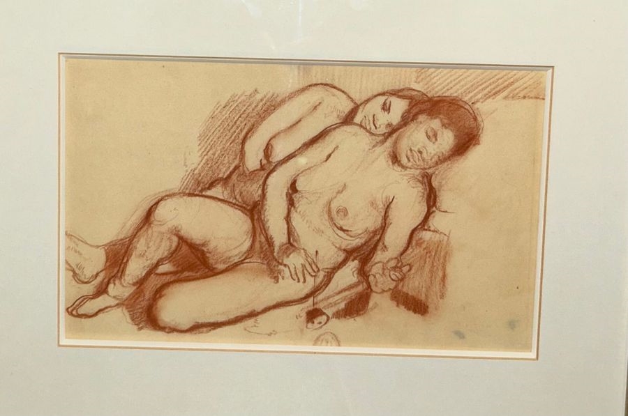 Artwork by Jean Bouchaud, Opium smokers. Sanguine... - Lot, Made of Sanguine on paper